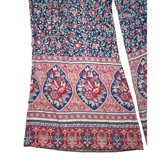 Spell and the Gypsy Pants Size Small Boho Wide Leg Rayon Blue‎ Red Pink - Picture 5 of 8